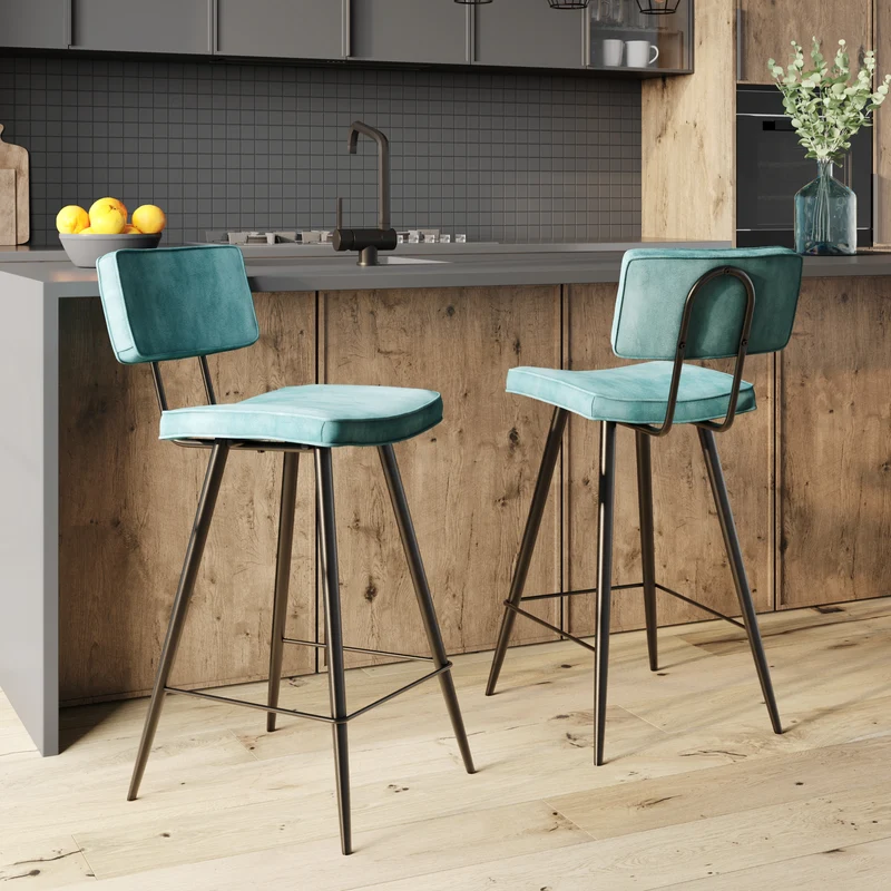 Chaise de bar mi-hauteur Texas bleue 66 cm (lot de 2)
