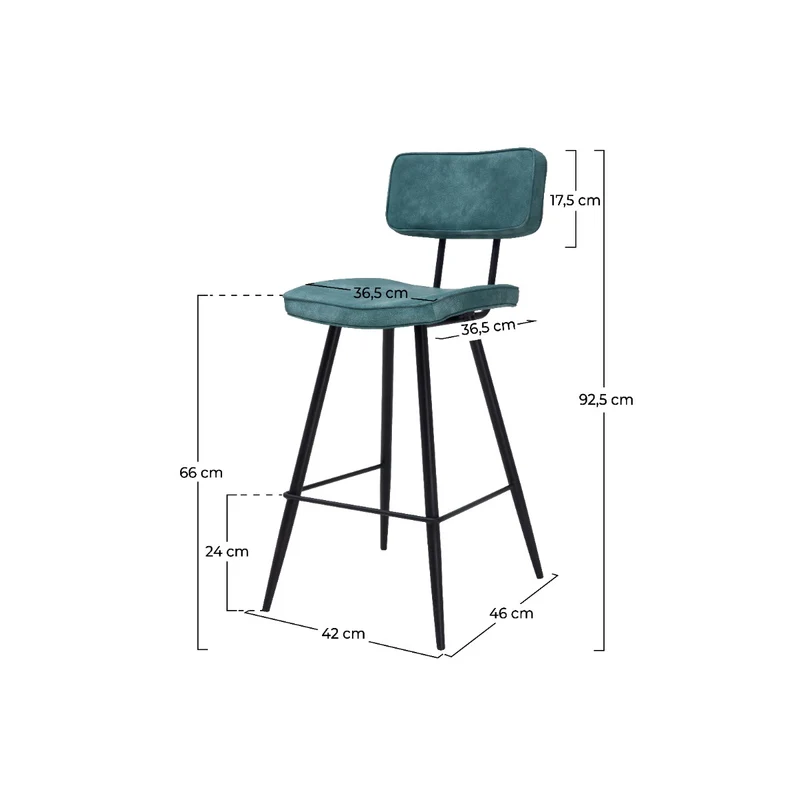 Chaise de bar mi-hauteur Texas bleue 66 cm (lot de 2)