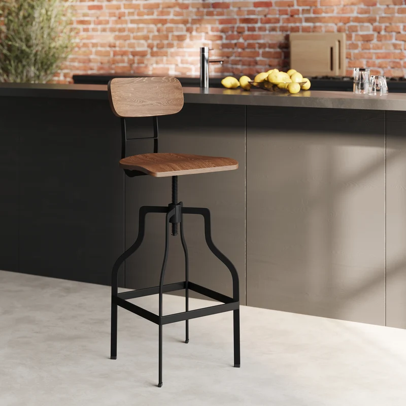 Chaise de bar Retro bois 66/85 cm