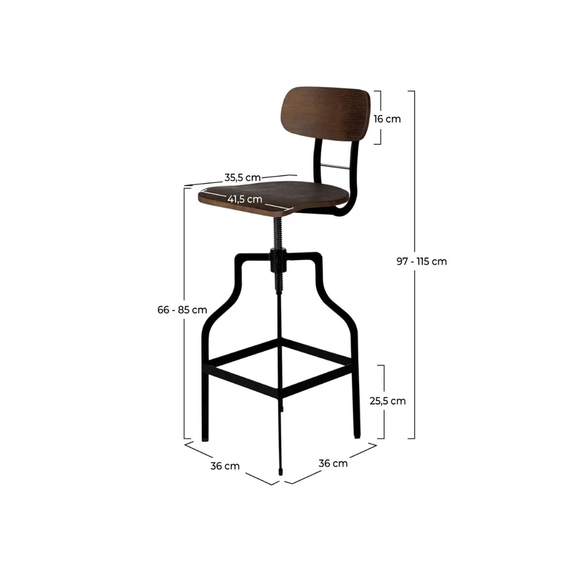 Chaise de bar Retro bois 66/85 cm