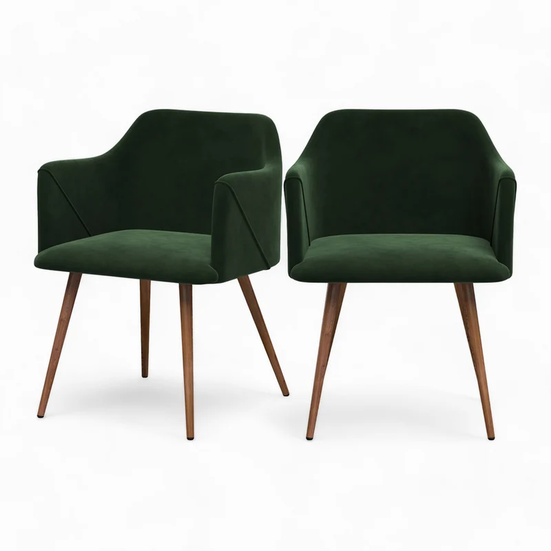 Chaise Daisy en velours vert foncé (lot de 2)