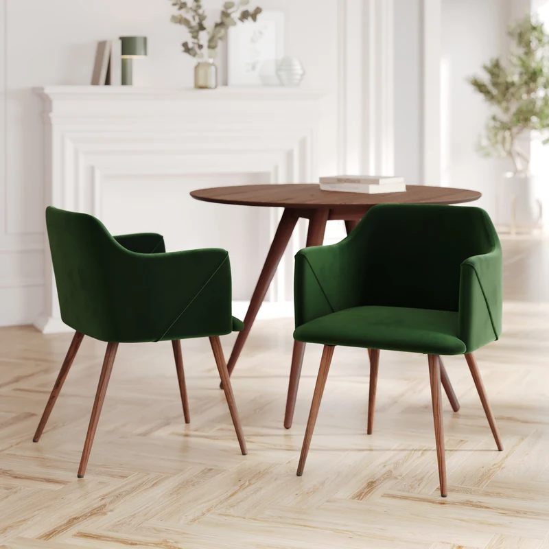 Chaise Daisy en velours vert foncé (lot de 2)