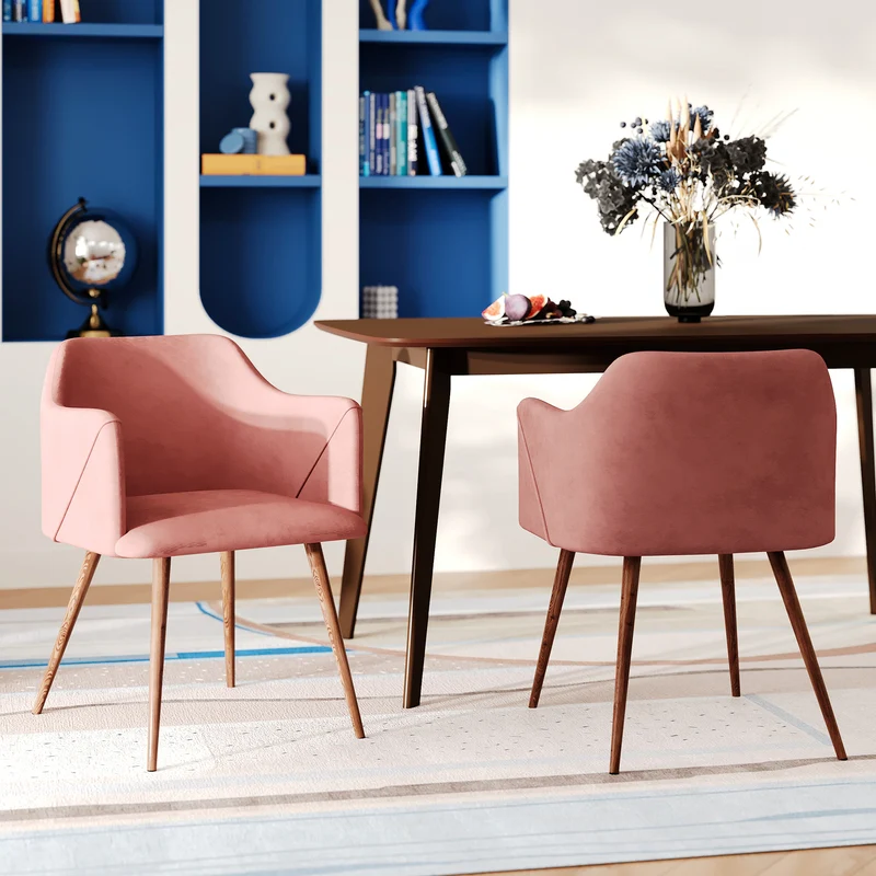 Chaise Daisy en velours rose (lot de 2)