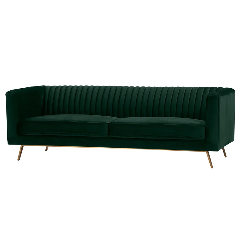 Canapé Gatsby 3 places en velours vert foncé
