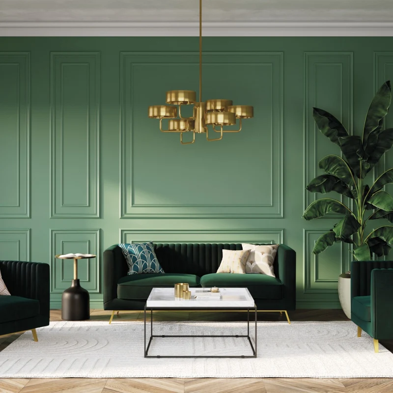 Canapé Gatsby 2 places en velours vert foncé