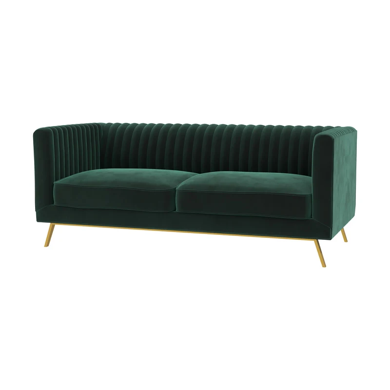 Canapé Gatsby 2 places en velours vert foncé