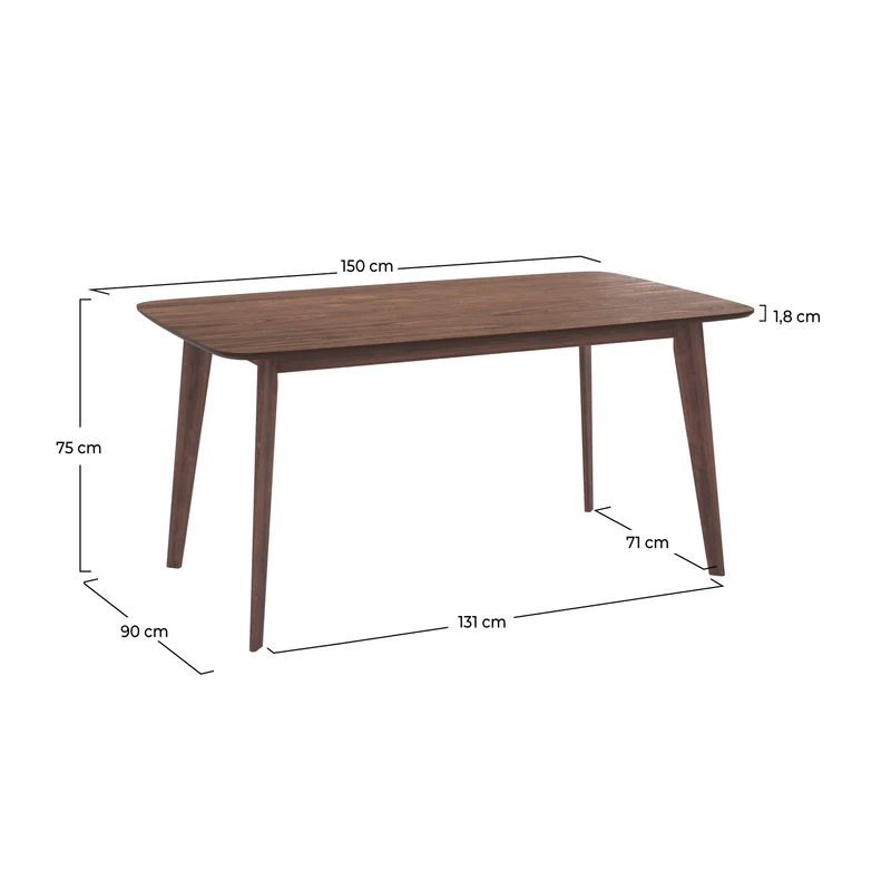 Table rectangulaire Oman 150 cm en bois foncé