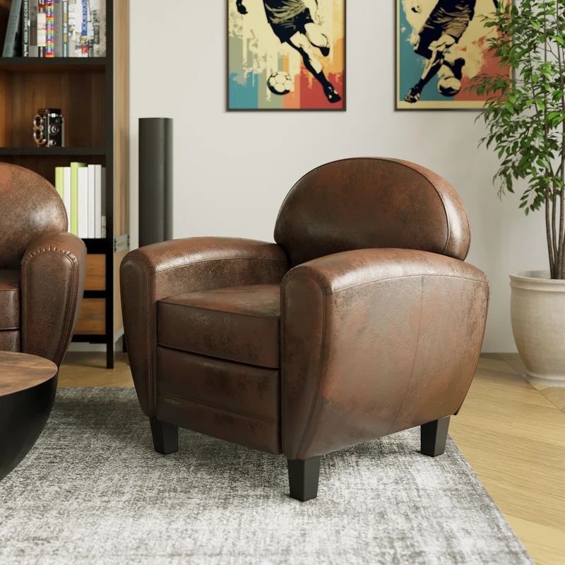 Fauteuil Club marron vieilli