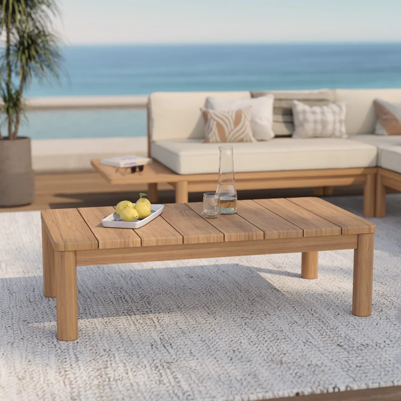 Table basse de jardin Nadila en bois de teck massif