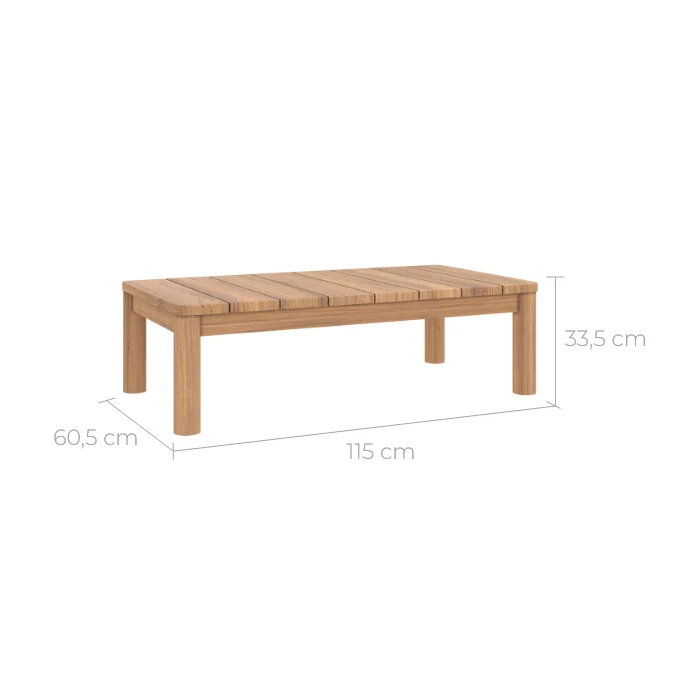 Table basse de jardin Nadila en bois de teck massif