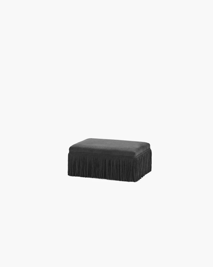Pouf S noir avec franges noires Frin