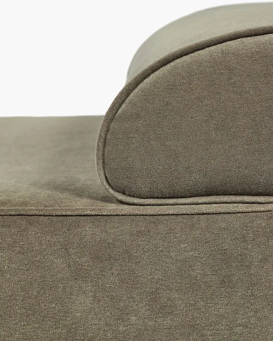 Lit de jour velours taupe + cadre chêne teinté noir Beth