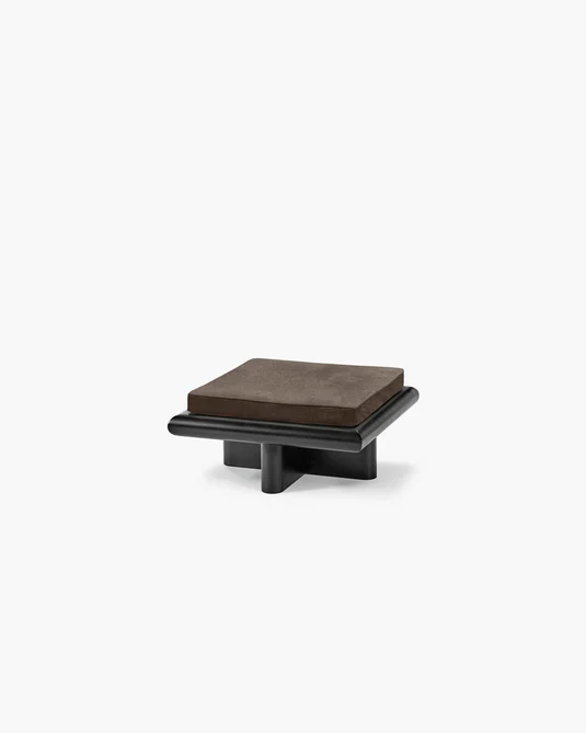 Banc S velours teddy + cadre tulipier teinté foncé Taka