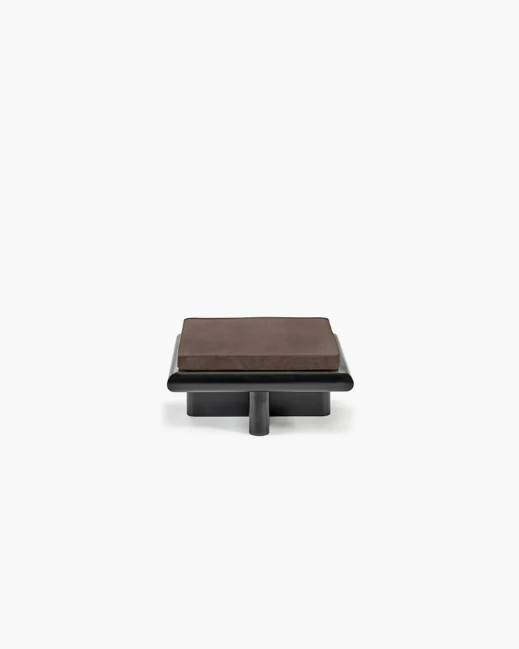 Banc S velours teddy + cadre tulipier teinté foncé Taka