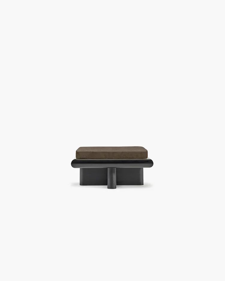 Banc S velours teddy + cadre tulipier teinté foncé Taka