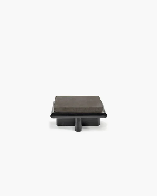Banc S velours mode + cadre tulipier teinté foncé Taka
