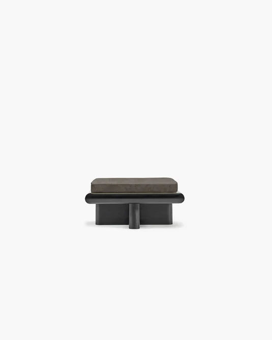 Banc S velours mode + cadre tulipier teinté foncé Taka