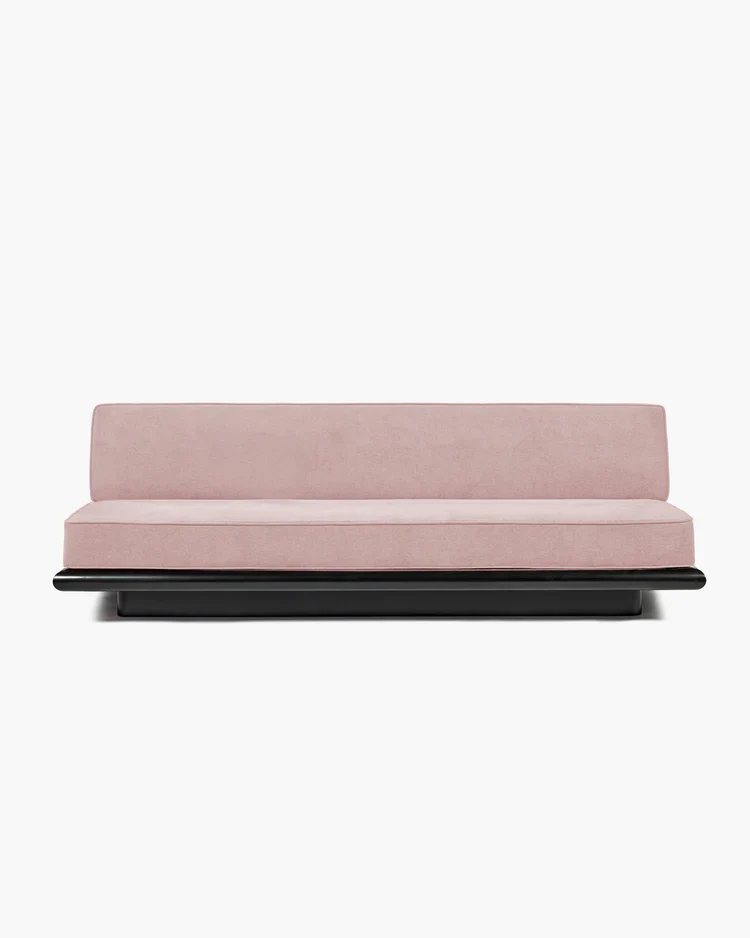 Canapé velours rose + cadre tulipier teinté foncé Ono 3