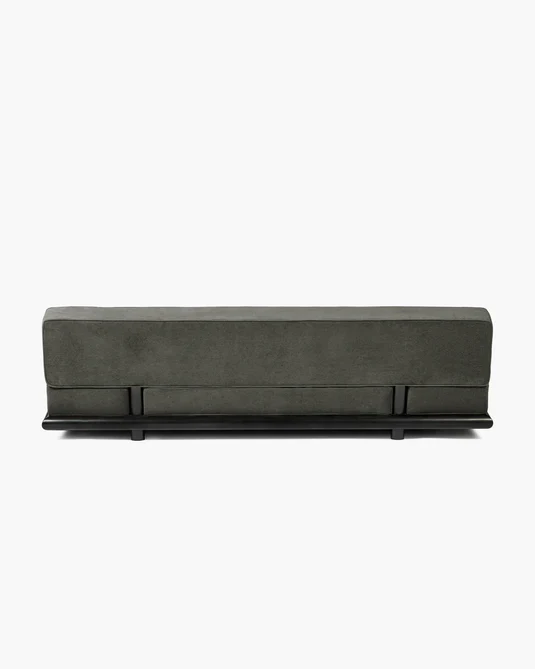 Canapé velours taupe + cadre tulipier teinté foncé Ono 3