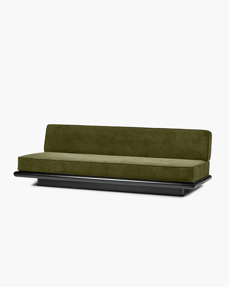 Canapé velours fougère + cadre tulipier teinté foncé Ono 3