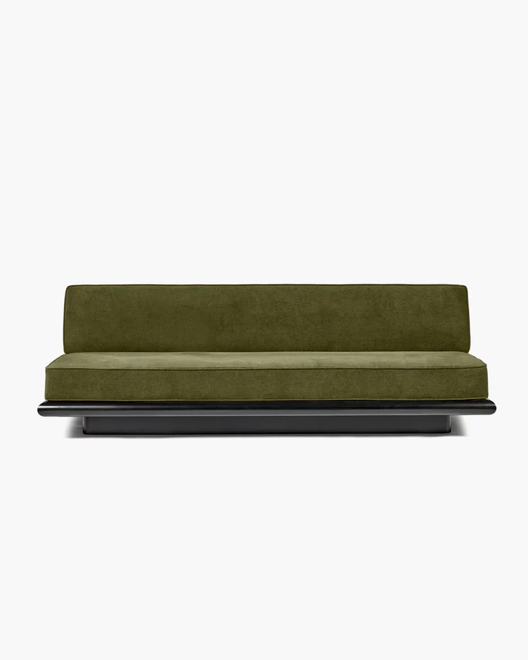 Canapé velours fougère + cadre tulipier teinté foncé Ono 3