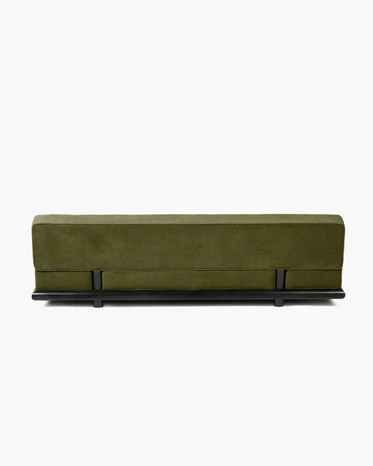 Canapé velours fougère + cadre tulipier teinté foncé Ono 3
