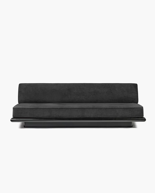 Canapé noir licot + cadre tulipier teinté foncé Ono 3
