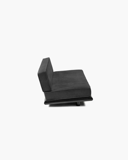 Canapé noir licot + cadre tulipier teinté foncé Ono 3