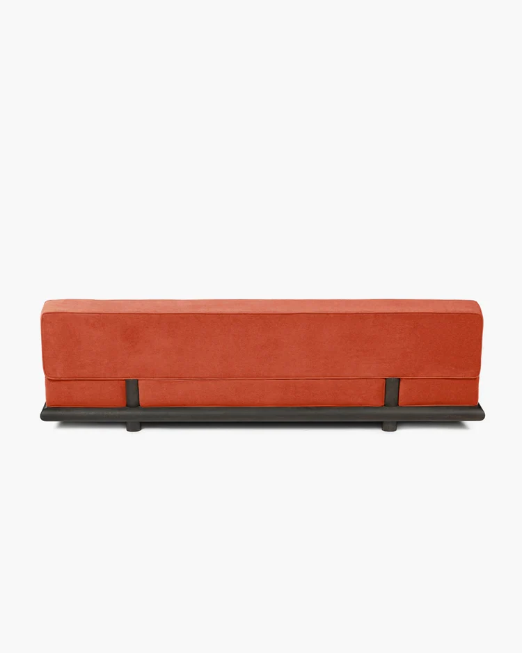 Canapé velours orange + cadre chêne brun Ono 3