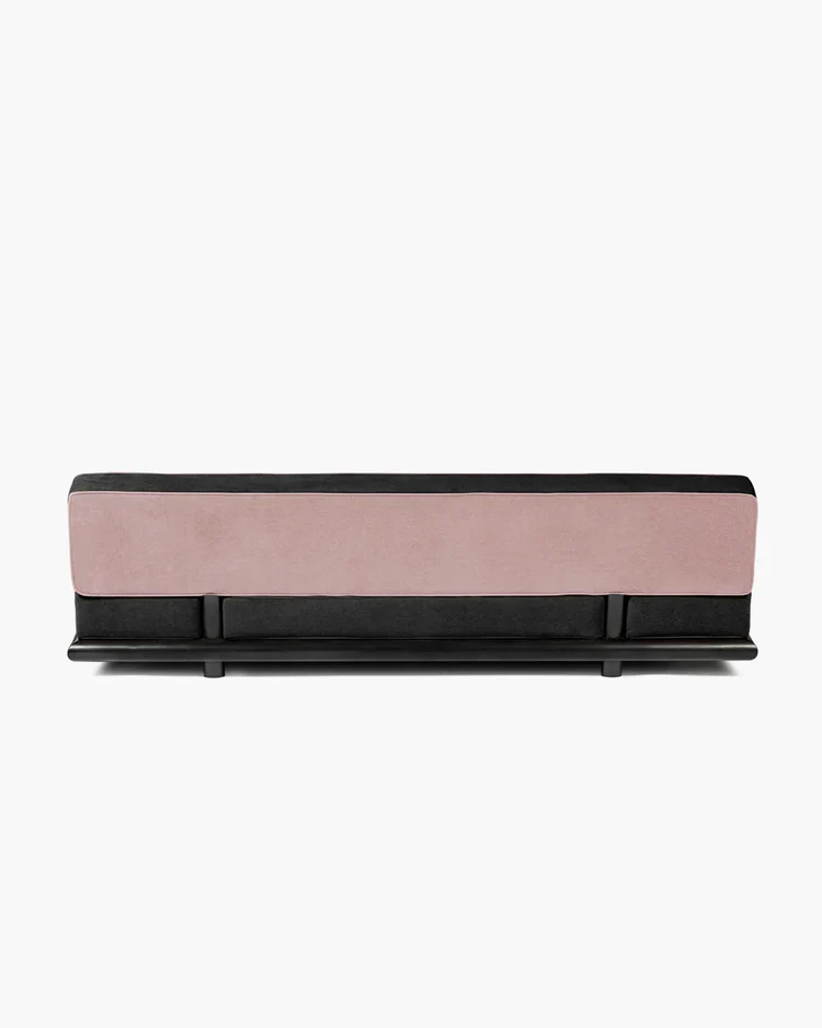 Canapé velours rose noir + cadre chêne noir Ono 3