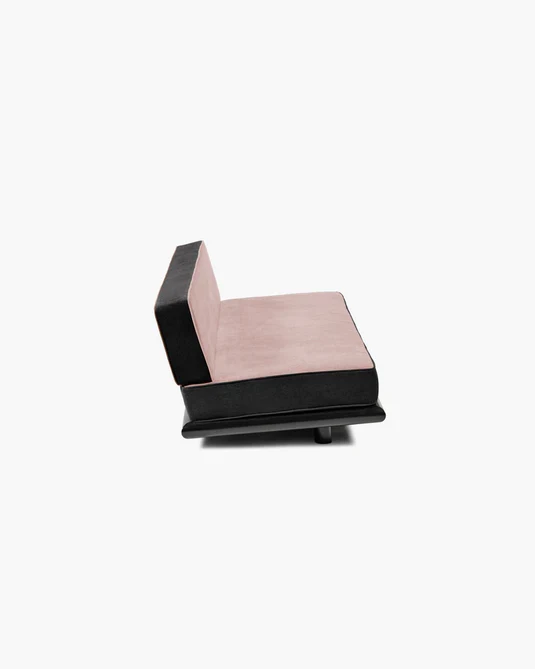 Canapé velours rose noir + cadre chêne noir Ono 3