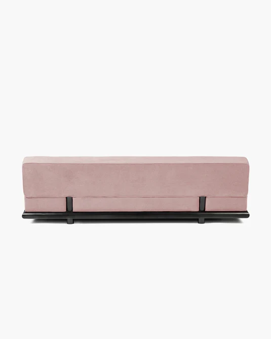 Canapé velours rose + cadre chêne noir Ono 3