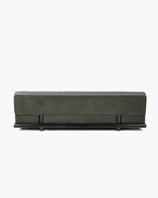 Canapé velours taupe + cadre chêne noir Ono 3