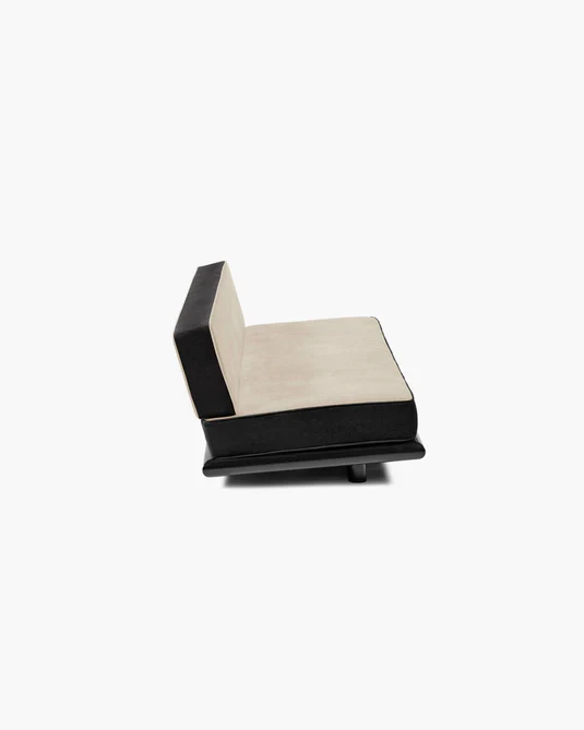 Canapé velours gris + lin noir + cadre chêne noir Ono 3