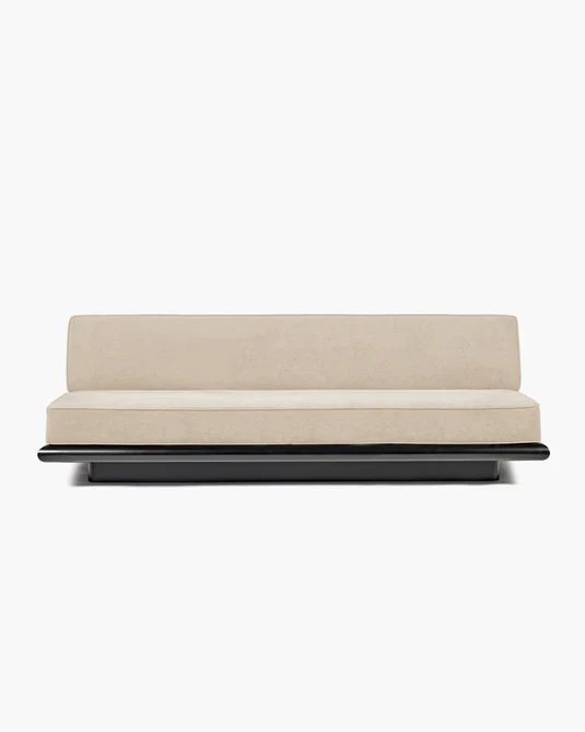 Canapé velours gris + cadre chêne noir Ono 3