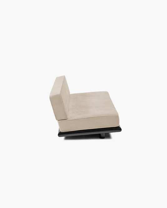 Canapé velours gris + cadre chêne noir Ono 3
