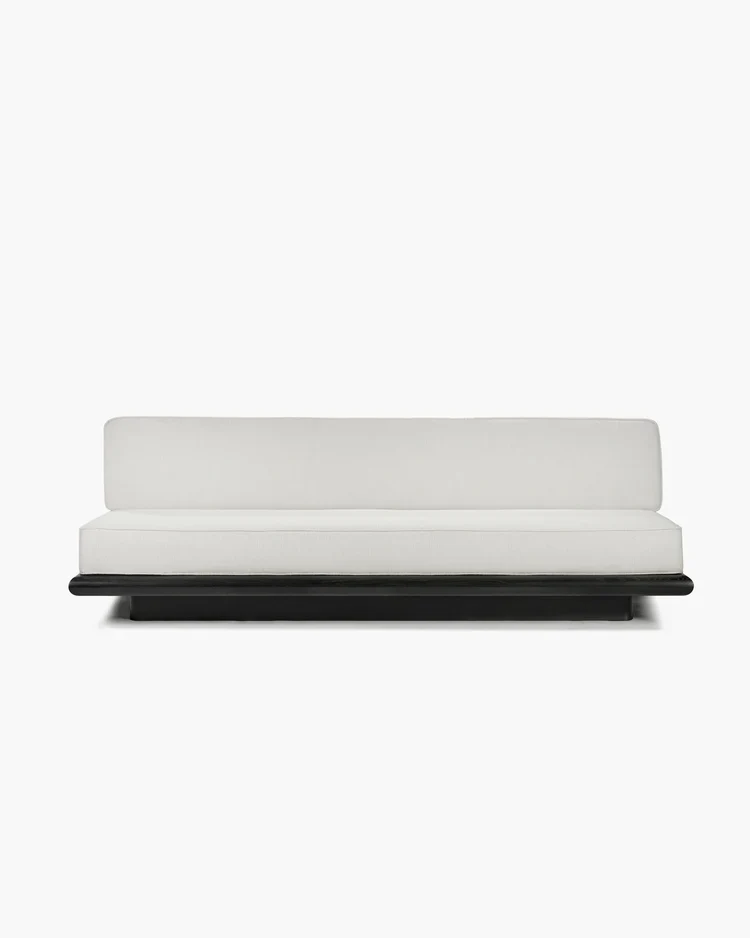Canapé coco écru + cadre chêne noir Ono 3