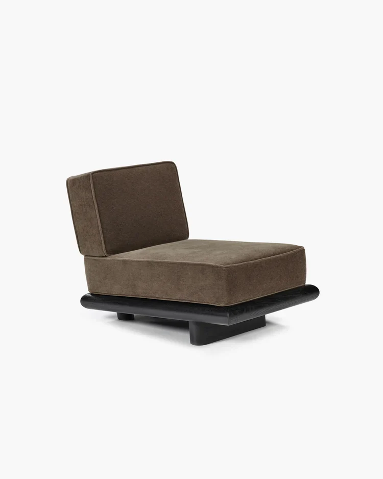 Canapé velours teddy + cadre tulipier teinté foncé Ono 1
