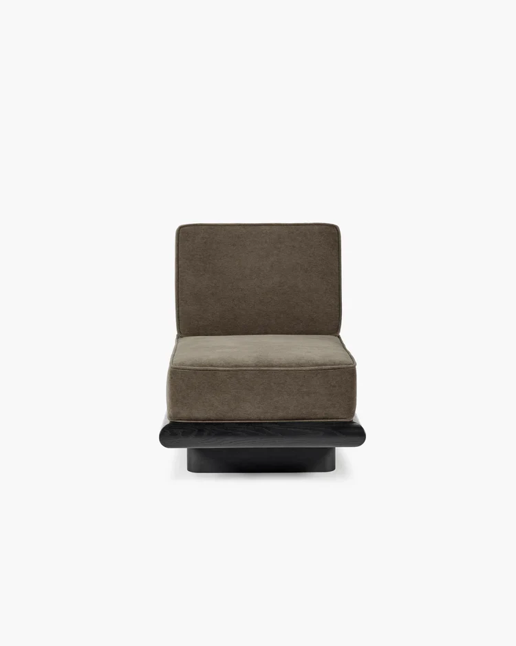 Canapé velours teddy + cadre tulipier teinté foncé Ono 1