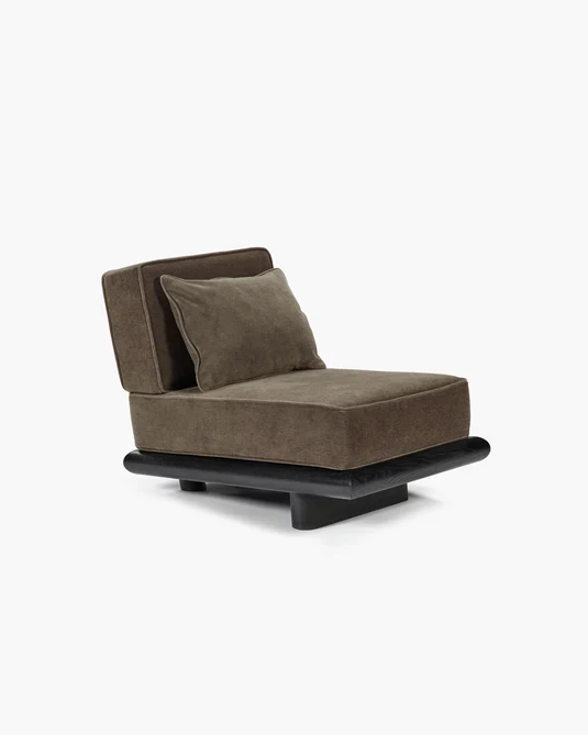 Canapé velours teddy + cadre tulipier teinté foncé Ono 1