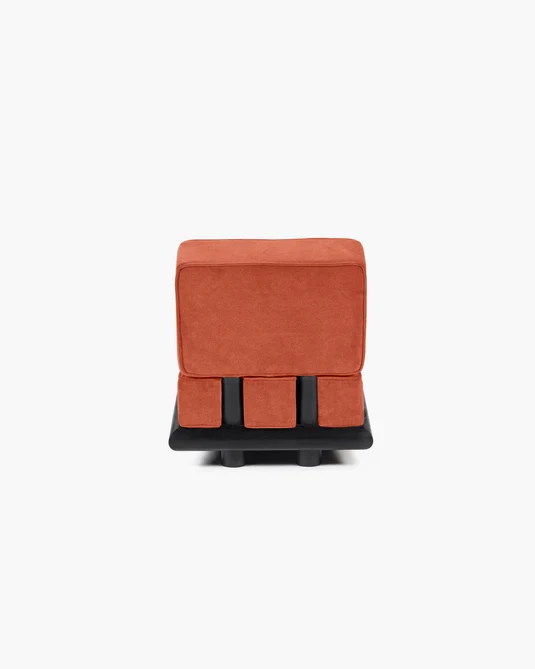 Canapé velours orange + cadre tulipier teinté foncé Ono 1