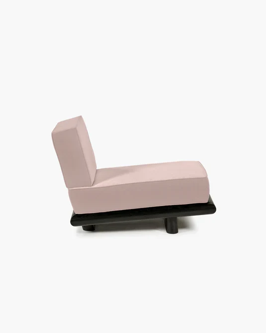 Canapé velours rose + cadre tulipier teinté foncé Ono 1