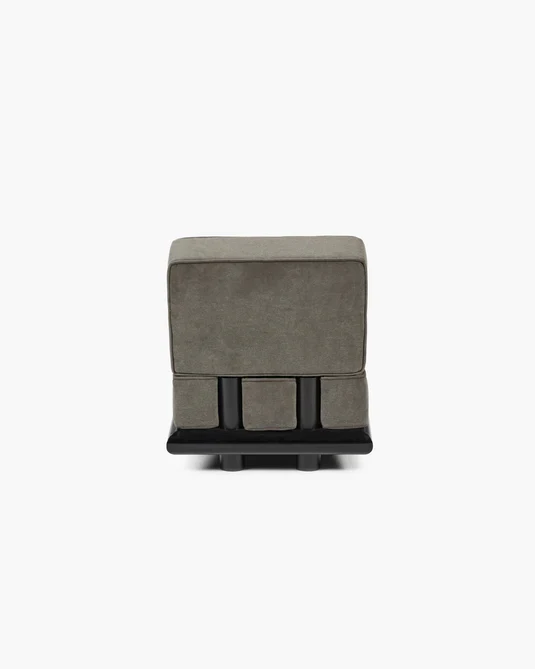Canapé velours taupe + cadre tulipier teinté foncé Ono 1