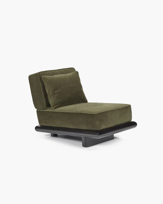 Canapé velours fougère + cadre tulipier teinté foncé Ono 1