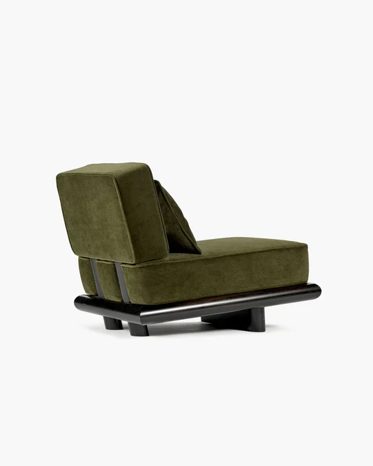 Canapé velours fougère + cadre tulipier teinté foncé Ono 1