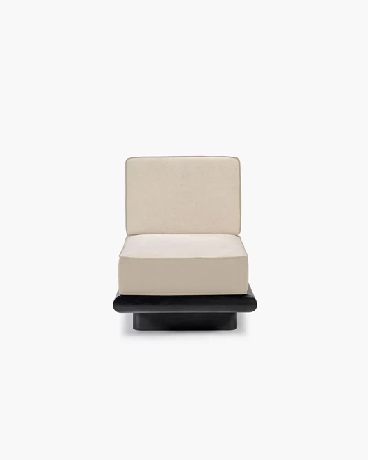 Canapé velours brume + cadre tulipier teinté foncé Ono 1