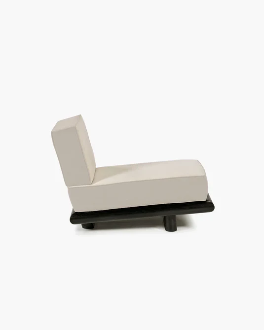 Canapé velours brume + cadre tulipier teinté foncé Ono 1