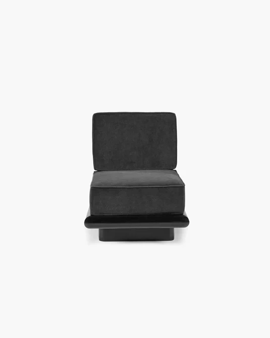 Canapé licot noir + cadre tulipier teinté foncé Ono 1