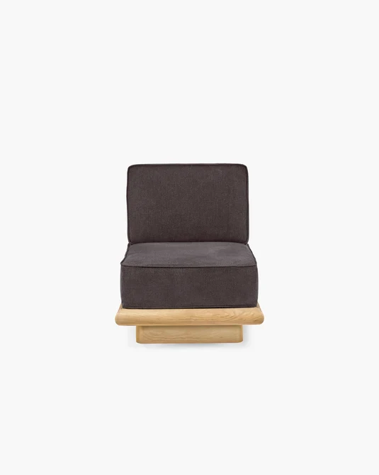 Canapé velours ombre + cadre chêne naturel Ono 1