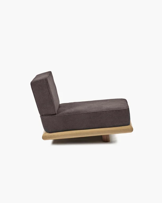 Canapé velours ombre + cadre chêne naturel Ono 1
